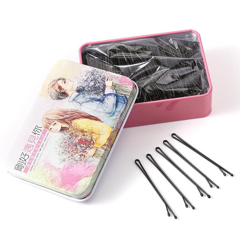 Одинарная черная шпилька-зажим для челок и высоких причесок