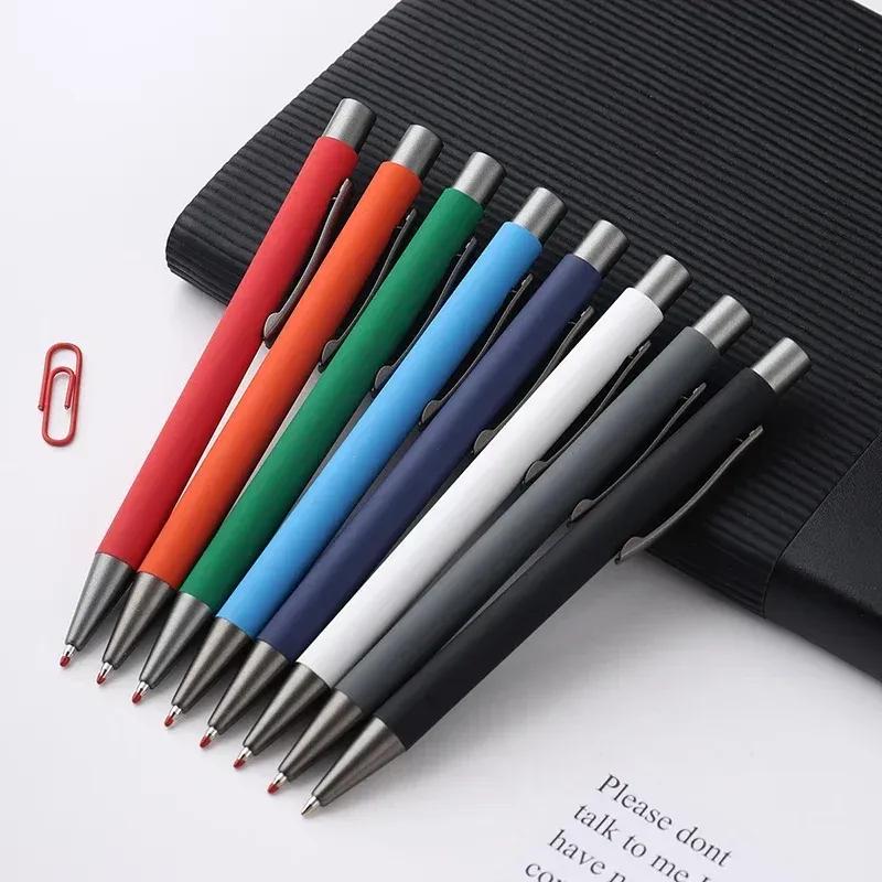 20-200 Pens Wholesale Metal Ballpoint Pen Advertising Pen Rubber Texture Custom Logo Text Laser Engraving Customizable Name Logo
