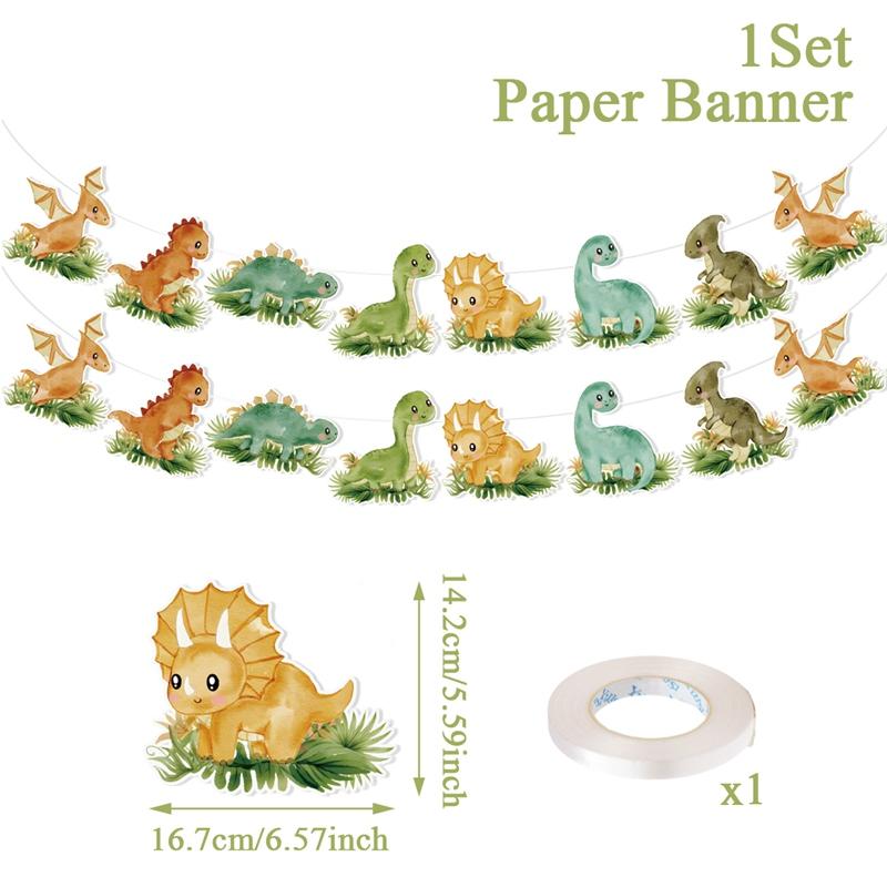 Динозавр С Днем Рождения бумажный баннер Динозавр День Рождения Украшения для мальчиков Дети Динозавр Тематическая вечеринка Гирлянда Флаги Принадлежности