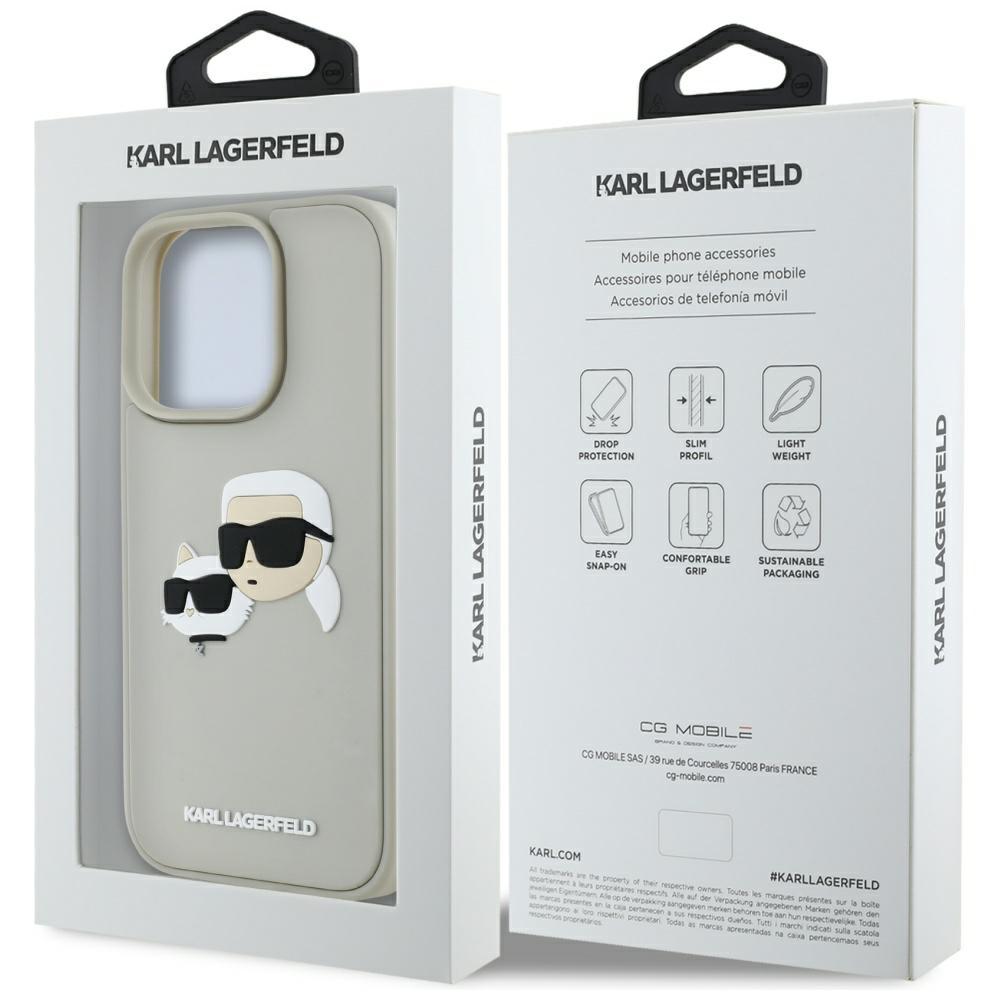 Karl Lagerfeld Hc 3D Rubber Double Heads Case For Iphone 16 Pro Max Beige