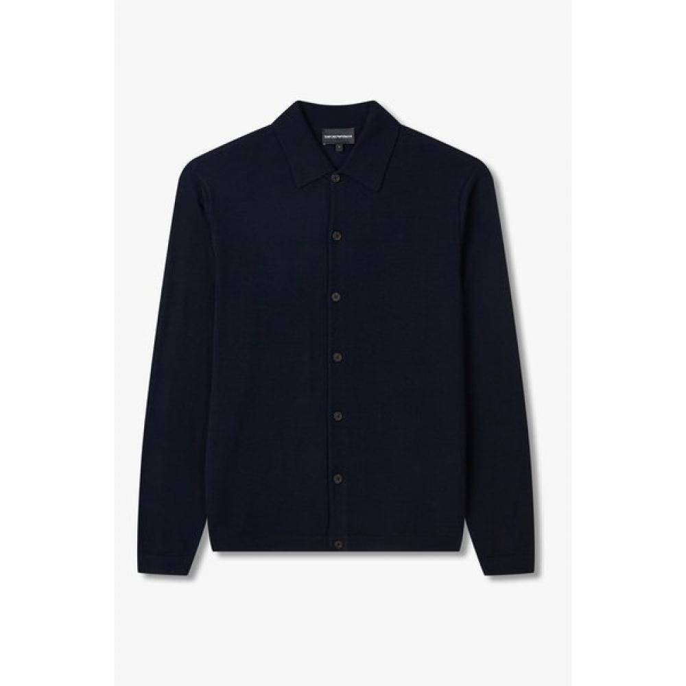 Emporio Armani Men S Square Logo Patch Wool Cardigan A515328014