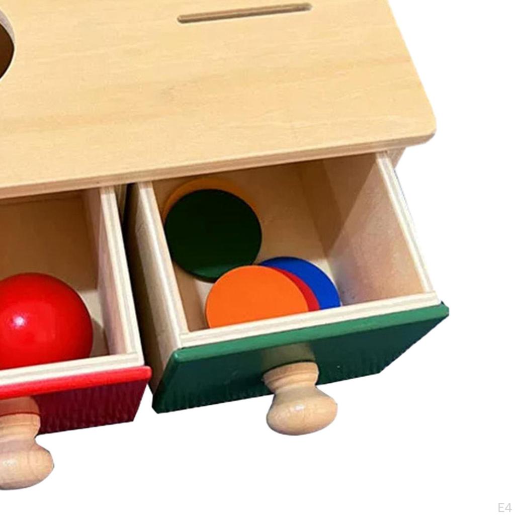 Natural Wood Object Permanence Box for Infant Development