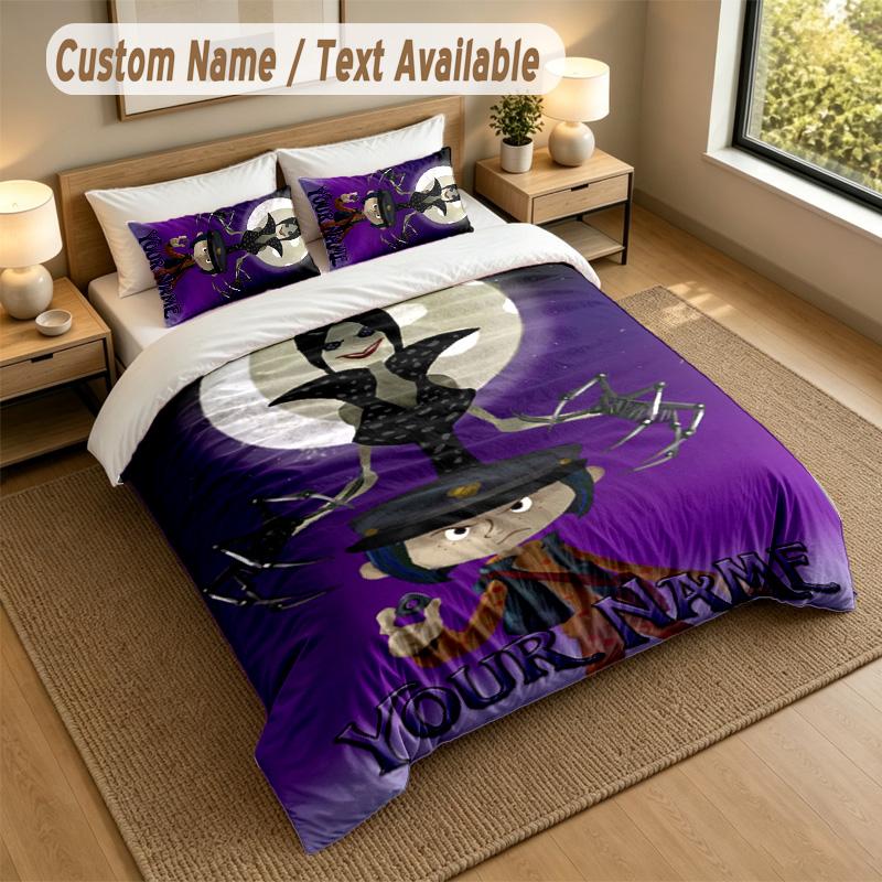 3Pcs Bedding Set Custom Name Text, 1 Sheet 2 Pillowcases Home Bed DecorCoraline Other Mother