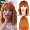 Short Bob Wig with Bangs for Women Synthetic Bob Wigs Orange Black Pink Wig for Party Daily Use Shoulder Length