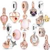 Подходит для оригинального браслета S925, серебро, розовое золото, подкова клевера, розовая черепаха, подвеска из бисера для женщин, подарочные ювелирные изделия, сделай сам