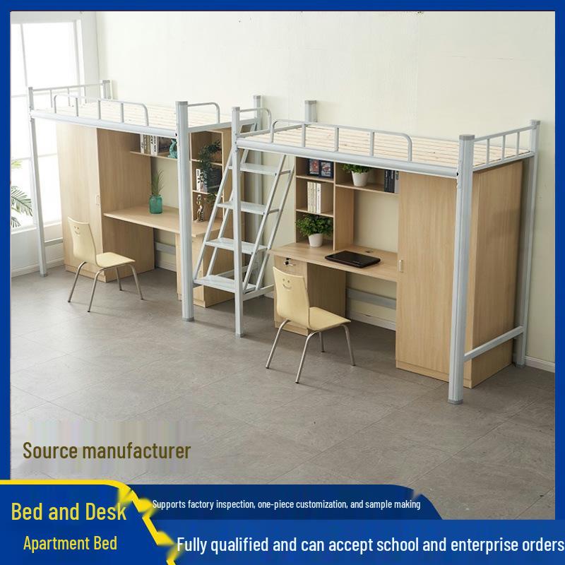 Iron Frame Loft Bed with Desk – Ideal for Dorms and Apartments