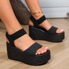 Sandals for Women's Foreign Trade In Large Size, New Summer Style Sponge Cake Wedge Heel Thick Sole Sandals, Waterproof Platform