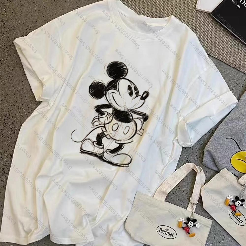 Cartoon Printed Short Sleeve TShirt Loose Fashion Simple Versatile Casual Crew Neck Skinny OversizeTop Women