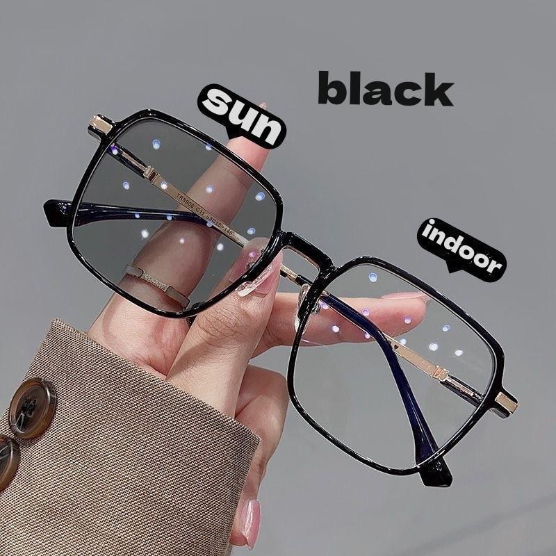 Photochromic Anti Radiation Glasses Square Sun Shades Women Men Glasses Frame Replaceable Lens Anti Blue Light Fashion Eyewear