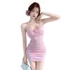2025 Fashion New Women's Clothing Pure Desire Backless Neck Pleated Tight Dress Women