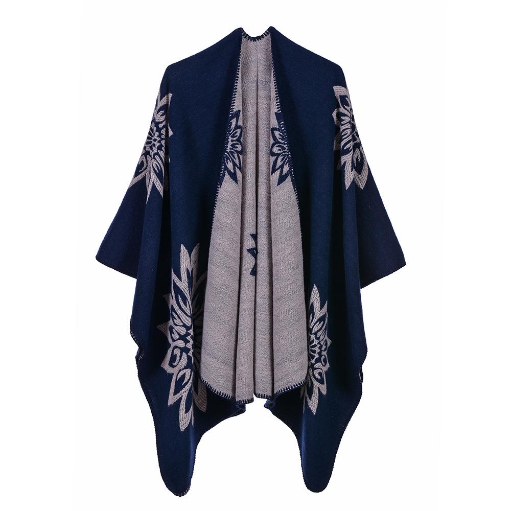 Ponchos Coat Cashmere Scarves Women Winter Warm Shawls And Wraps Pashmina Thick Capes Blanket Femme Scarf
