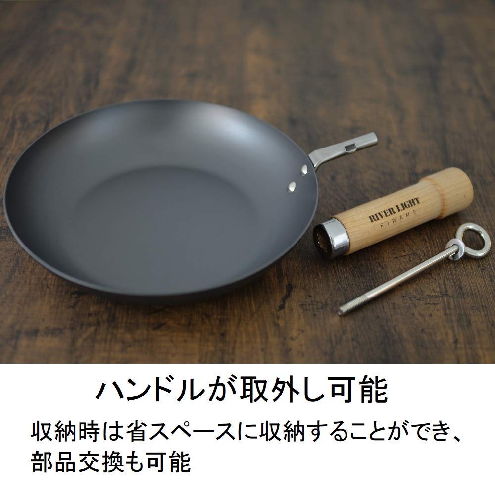 River Light Kiwami JAPAN Железный глубокий набор для жарки с азотированием железа IH Rust Сделано в Японии JS1424 Сковорода, кастрюля для жарки, крышка, 24 см, нитрид, обработка,