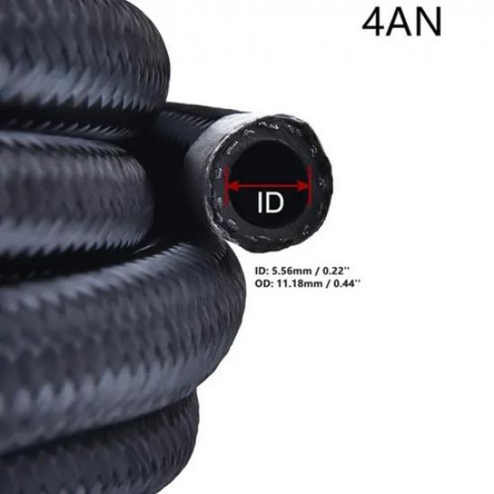 Black 8AN-AN8 Nylon Braided CPE Fuel Hose Oil Fuel Gas Line with CPE Fitting