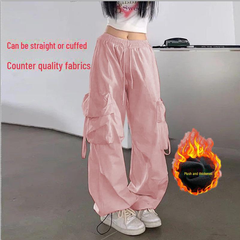 Плотный комбинезон в американском стиле 2024 года: Женский тренд осень/зима, повседневные универсальные прямые широкие брюки свободного кроя для мужчин