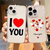 Для iPhone 15 16 14 13 12 11 Pro Max XS X XR SE 7 8 Plus мягкий прозрачный силиконовый чехол Я люблю тебя Розовое сердце Роскошный чехол для телефона