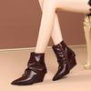 Модные женские ковбойские сапоги с острым носком, новые осенние, на небольшой платформе, нескользящие, с коротким голенищем, сапоги-трубы для брюк, модная французская ретро обувь