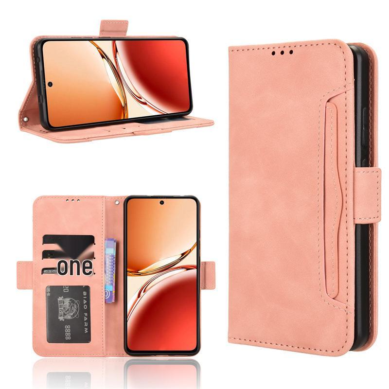 Кожаный чехол-книжка OPPO F27/Reno 12F 5G с отделениями для карт