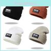 Knitted Hat For Adults With Alphabet Patch Windproof Warm Winter Headgear For Outdoor Skiing