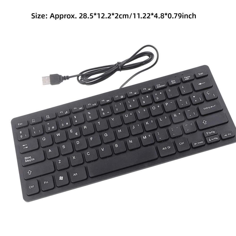 Sensitive Keys USB Wired Keyboard 78 Keys Mini Keyboard Portable Spanish Keyboard Desktop Computer