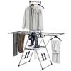 Foldable Clothes Airer, Standing Dryer with Adjustable Wings and Shoe Holders. Stainless Steel. 156.5 x 68 x 192 cm. Silver