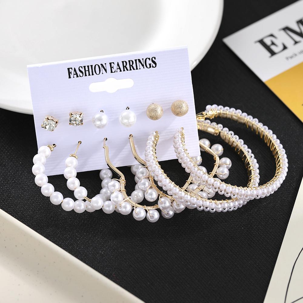 Модный комплект серег-кольцев для женщин, элегантные серьги-гвоздики в стиле ретро с геометрическим узором, ювелирные аксессуары