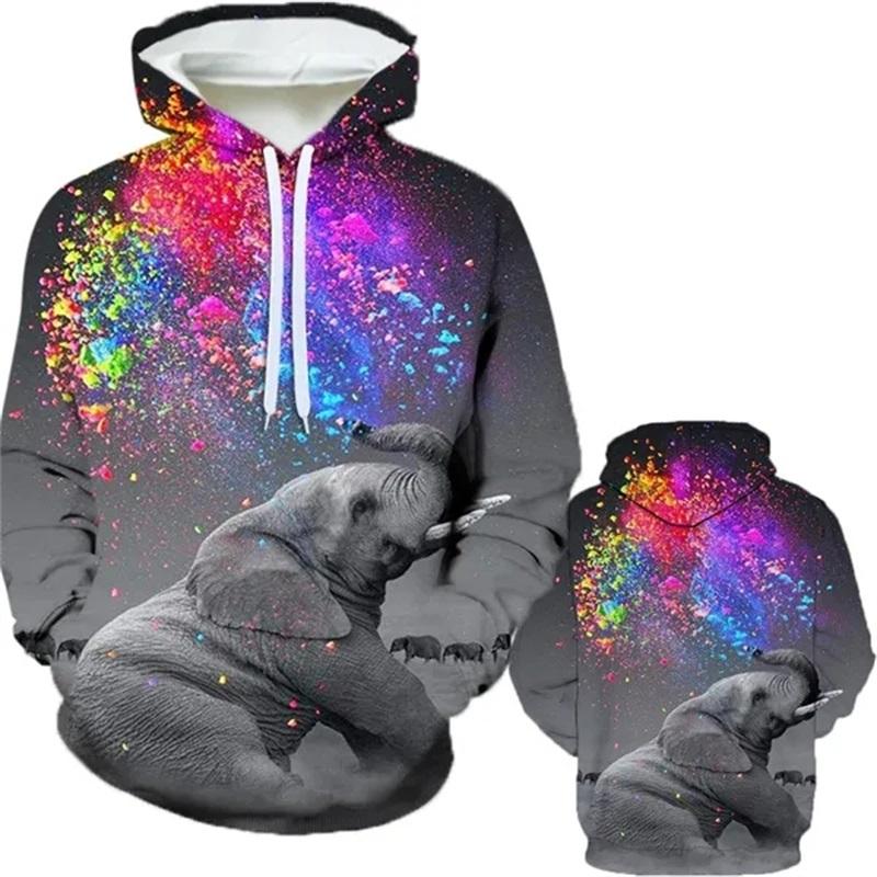 Персонализированная мода, животное, картина маслом, слон, 3D-печать, мужские зимние повседневные толстовки с капюшоном, Harajuku Fun, унисекс-топы