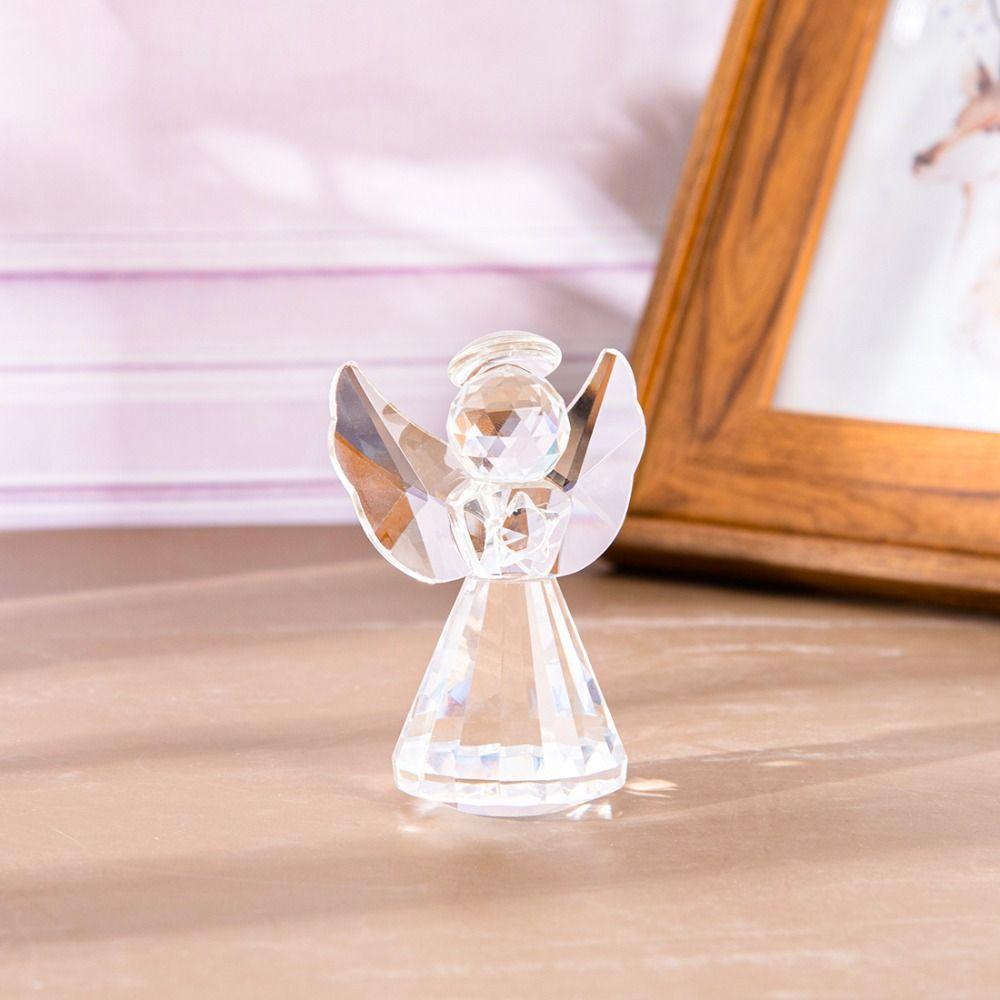 Collecible Crystal Angel Statue Crafts Table Ornament Guardian Angel Figurine Desktop