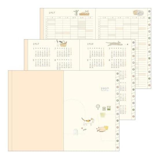 Midori Pocket Diary Planner 2027 B6 Weekly Limited Edition Bookmark Cat Pattern (Starts January 2027)
