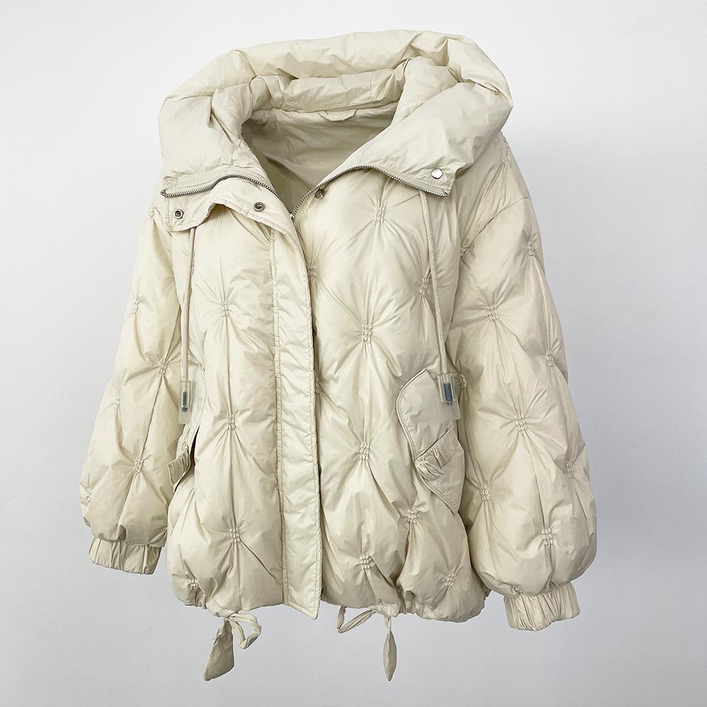 OFTBUY Осень-зима Корейский стиль Свободный теплый пуховик с капюшоном Женская куртка Утолщенная 90% Белая утиная пуховая куртка Пальто