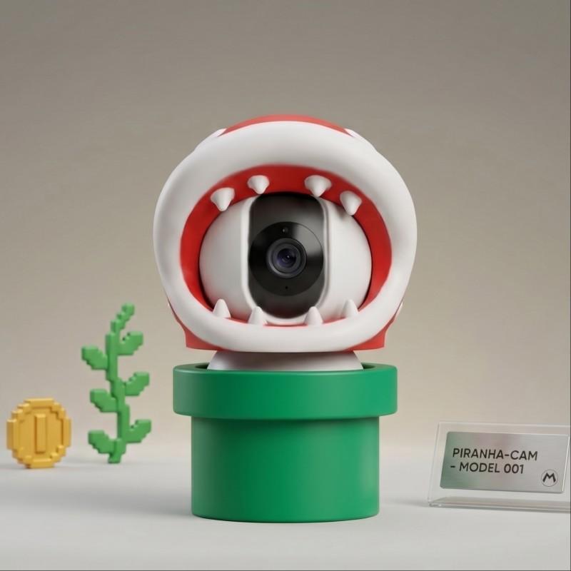 3D Printed Mario Question Block Piranha Plant Camera Cover Decorative Desk Ornament Tapo Eufy Security Cameras