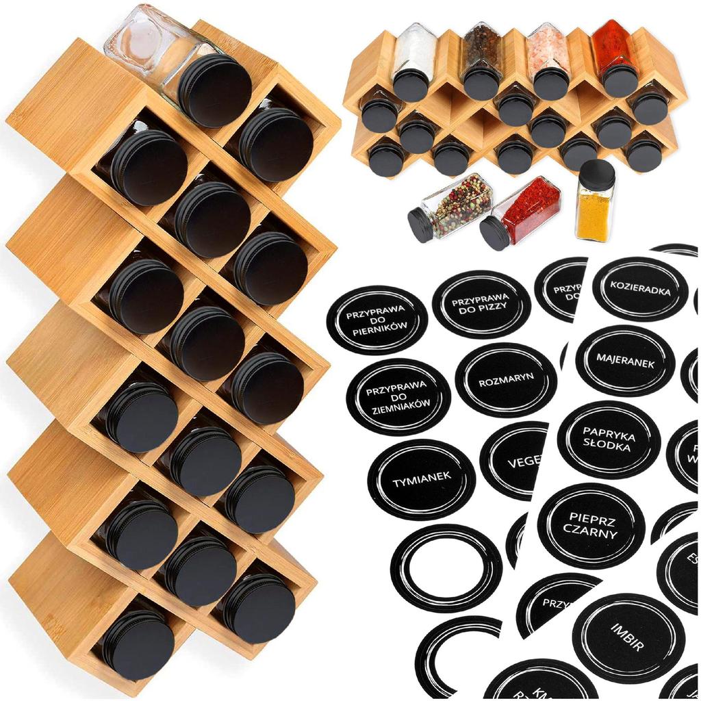 KOCHEN bamboo spice rack 18 jars