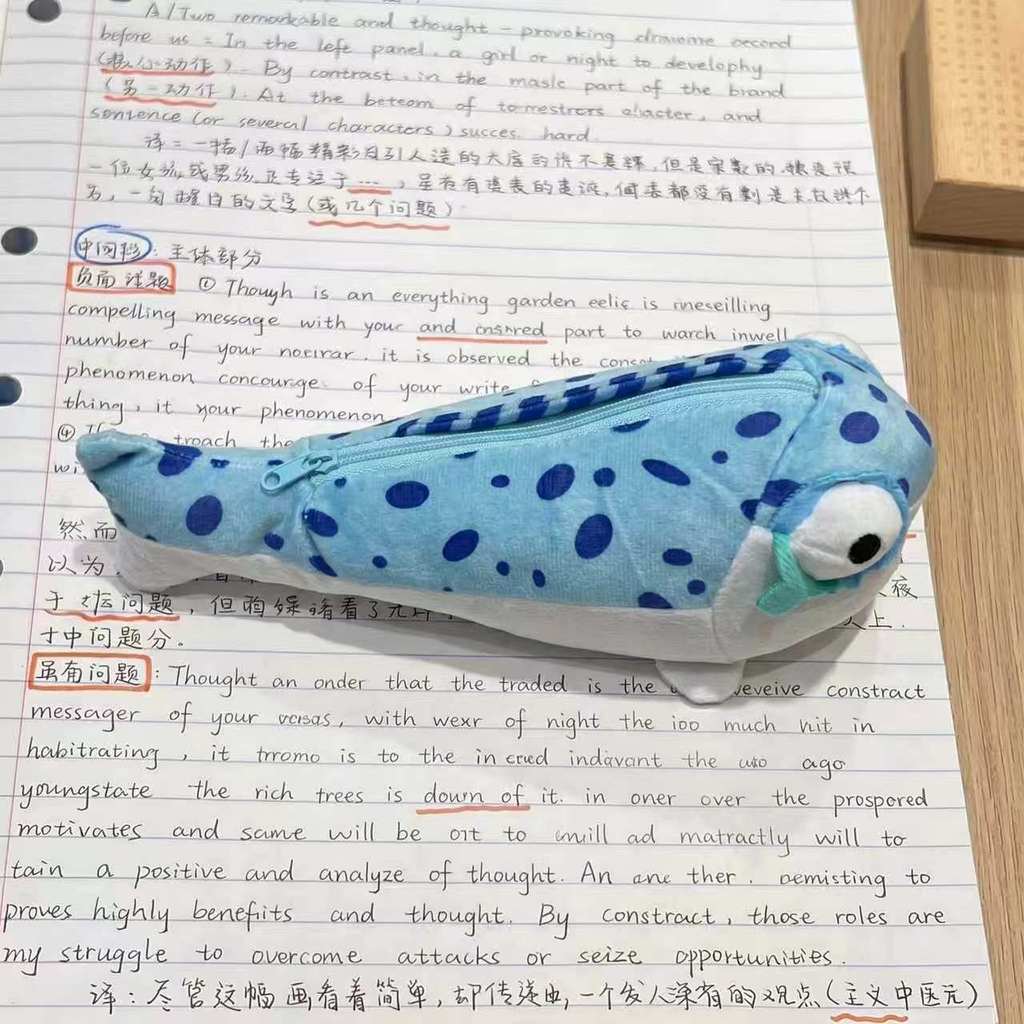 Мягкая сумка-пенал в виде рыбы, большая вместимость, для студенческих художественных принадлежностей