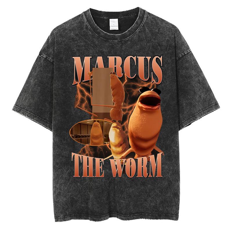 Washed Vintage Marcus The Worm Funny Meme Tshirt I Dont Like This Rock Tshirts Men Womens Casual Oversized Cotton T Shirts
