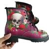 Large Size Round Head Medium Help Front Lace-Up Skull Heel Fashion Martin Boots Women