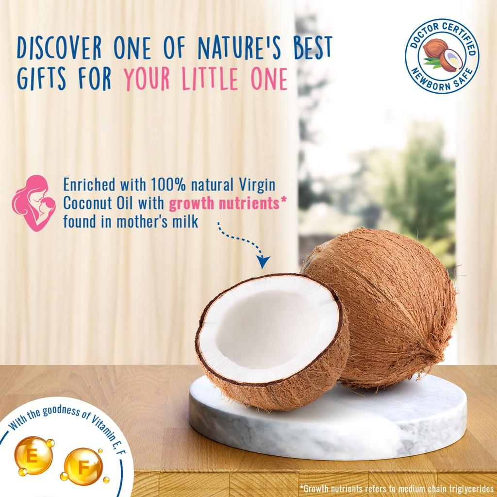 PARACHUTE Детское массажное масло 200 мл | Масло кокоса первого отжима с витаминами E и F | Глубокое питание | Клинически доказано для сильного роста и увлажнения