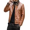 Men's Leather Jacket with Plush New Style Men's Leather Jacket Lapel Middle-aged and Elderly Men's Clothing Father's Clothing Thickened Trend