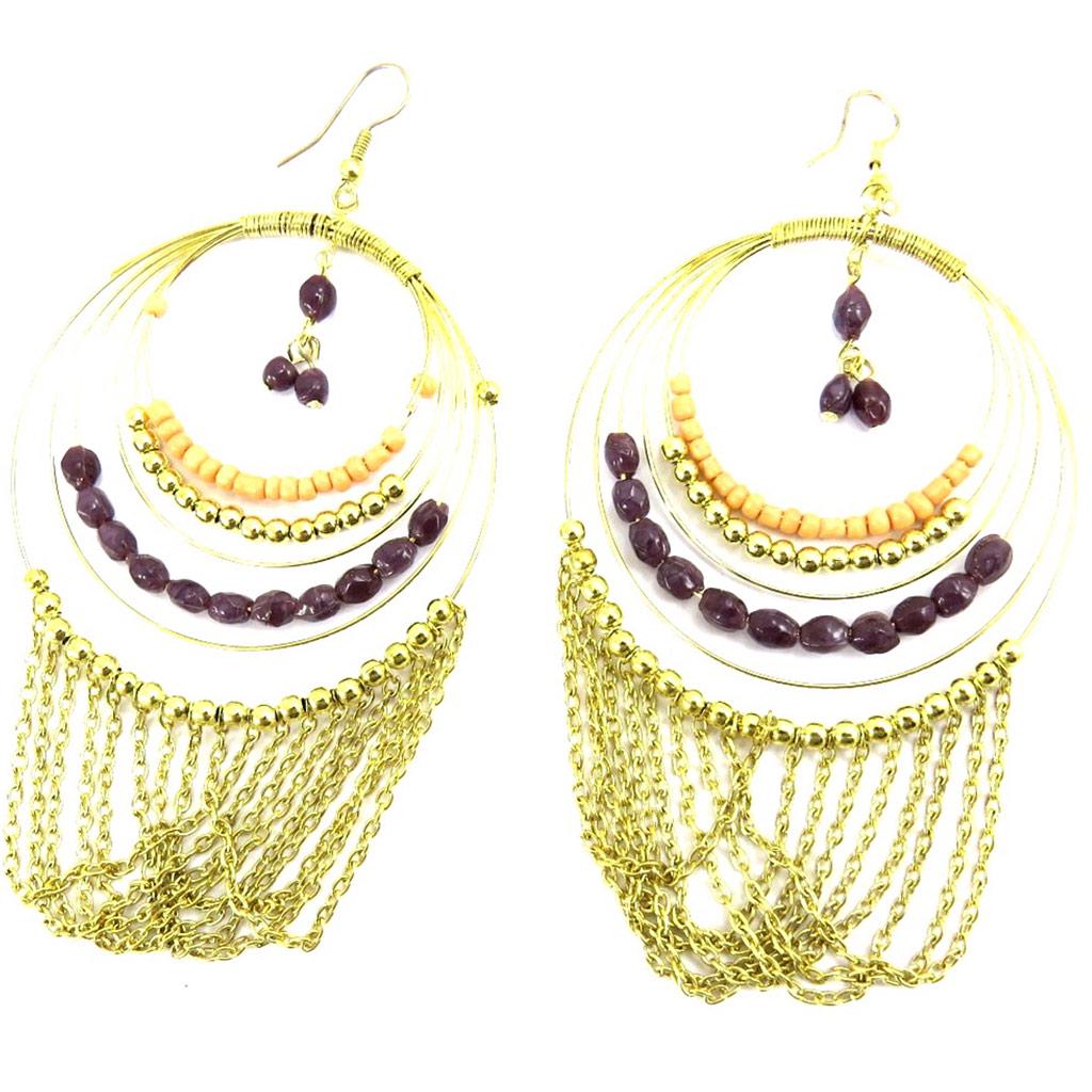 Les Trésors De Lily [L5767] - Дизайнерские серьги золотисто-коричневого цвета «Алтай»