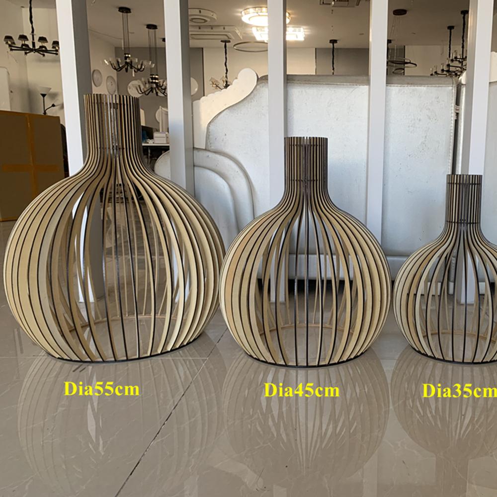 Modern Wood Pendant Light for Living Room Decoration Black Hanging Lamp Suspension Wooden Chandelier Lighting Fixtures