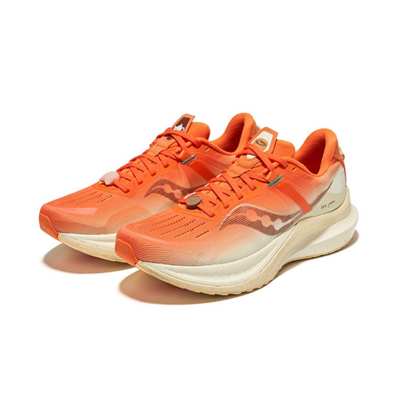 SAUCONY Tempus TanTu 1 Cushioning Lightweight Low Top Running Shoes Unisex White Orange Saucony S20720-400