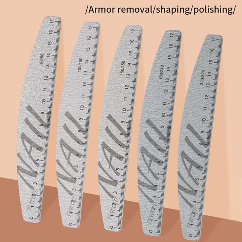 1 шт. Пилка для ногтей с линейкой 80/100/150/180/240/320 Грит Наждачная бумага Одноразовый удалитель кутикулы Бафы Инструмент для маникюра