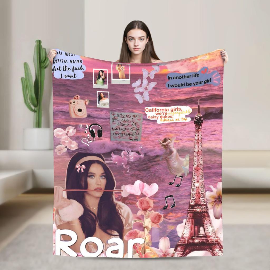Perry Tour 2025 Katy Butterfly Blanket Super Warm Street Trend Plush Throw Blanket For Outdoor Flannel Bedspread Bed Cover
