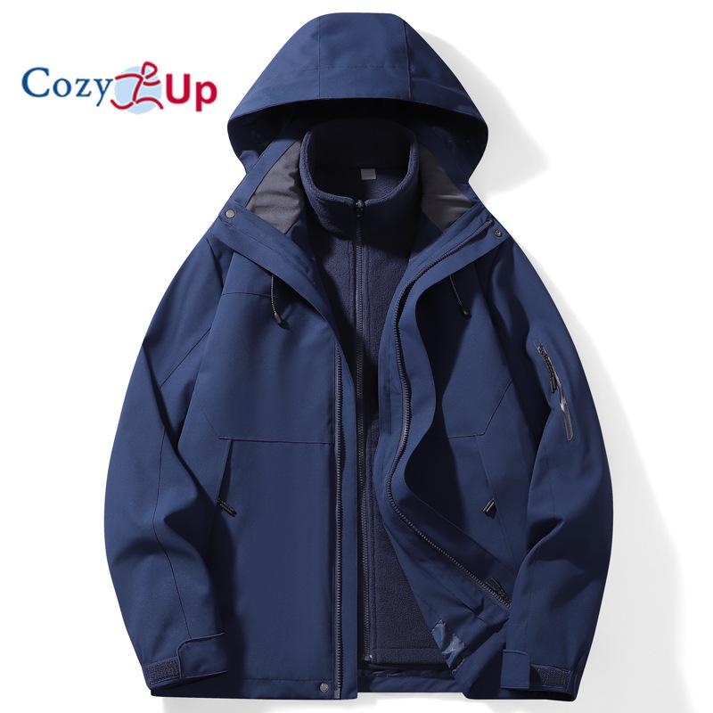 Cozy Up Мужские куртки Водонепроницаемая флисовая зимняя куртка 2 в 1 Куртки Зимняя теплая ветровка Дождевик
