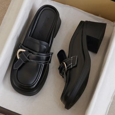 Модные черные супервысокие каблуки женские шлепанцы 2025 новый стиль мюли платформа туфли слипоны удобные мягкие женские сандалии шлепанцы