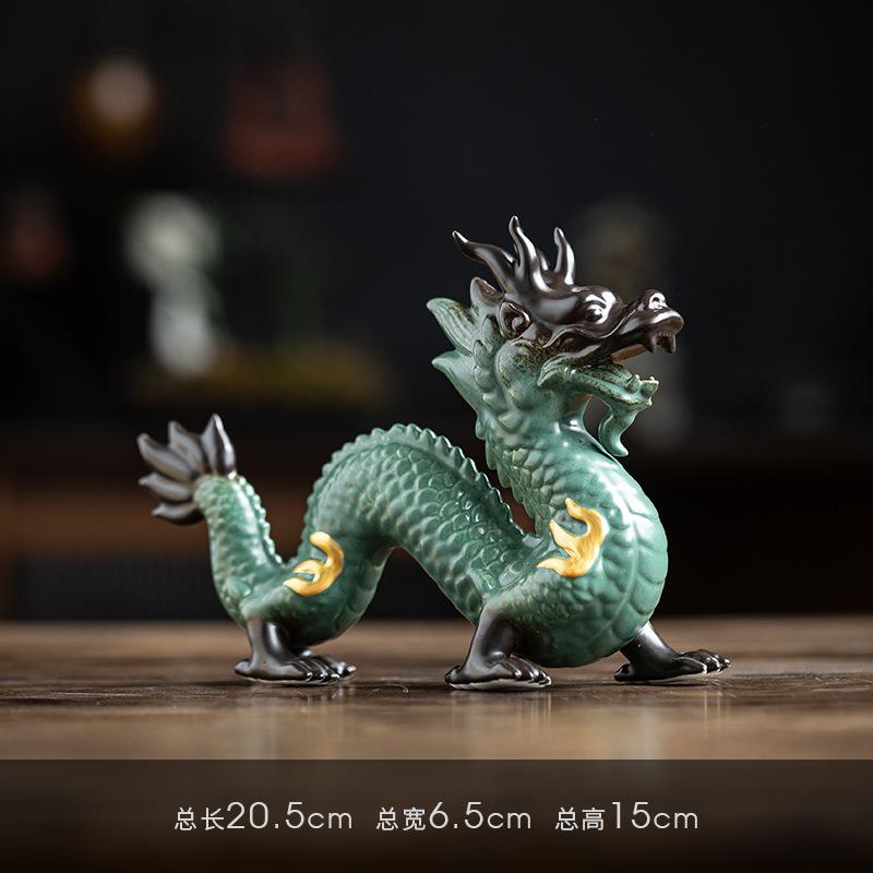 Ceramic Dragon Ornaments Attract Wealth, Living Room Decorations, Red Blue , Zodiac Dragons, Mascots, Office Desktop Crafts