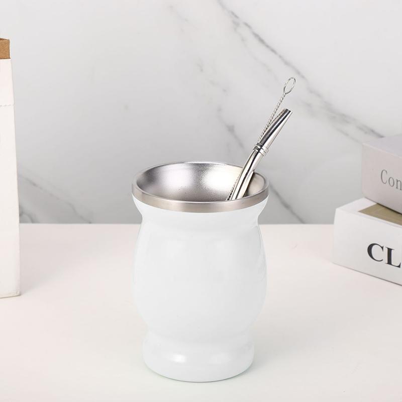 230 мл Нержавеющая сталь Мате Чашка для чая Yerba Mate Тыква с бомбильями Нержавеющая сталь Мадаи Чашка