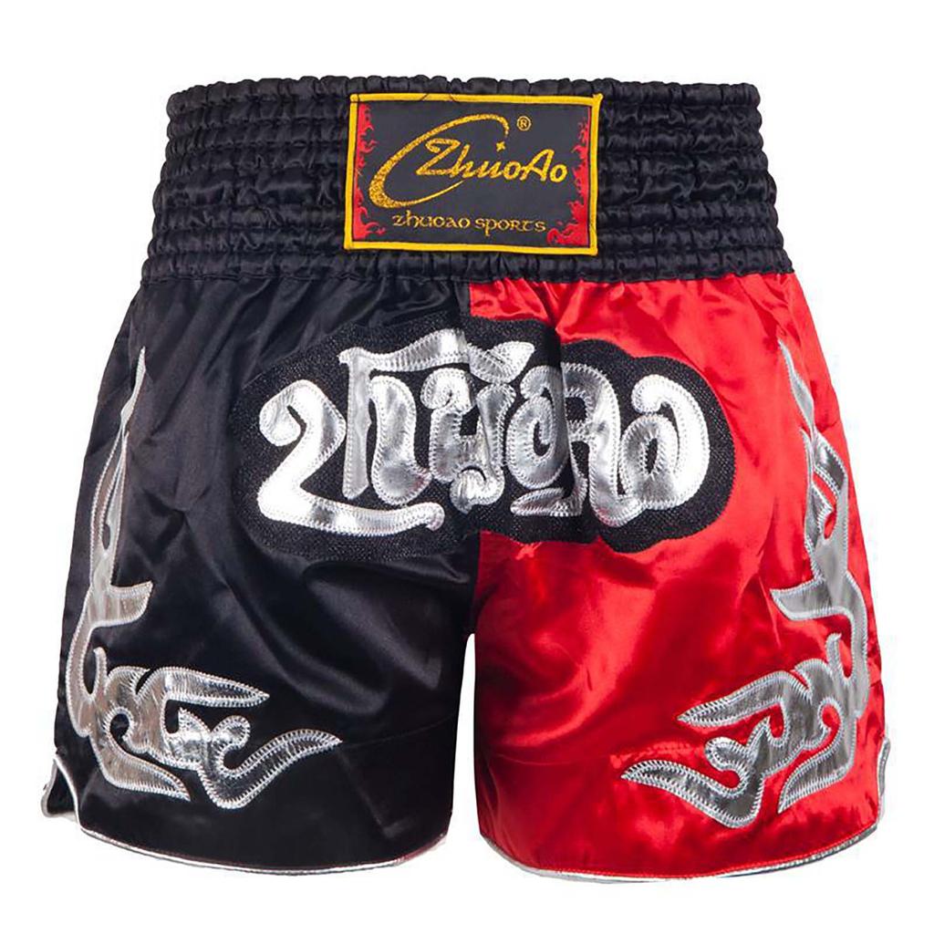 Kids Boy Color Block Patchwork Boxing Shorts Wide Elastic Waistband Side Slit Training Shorts