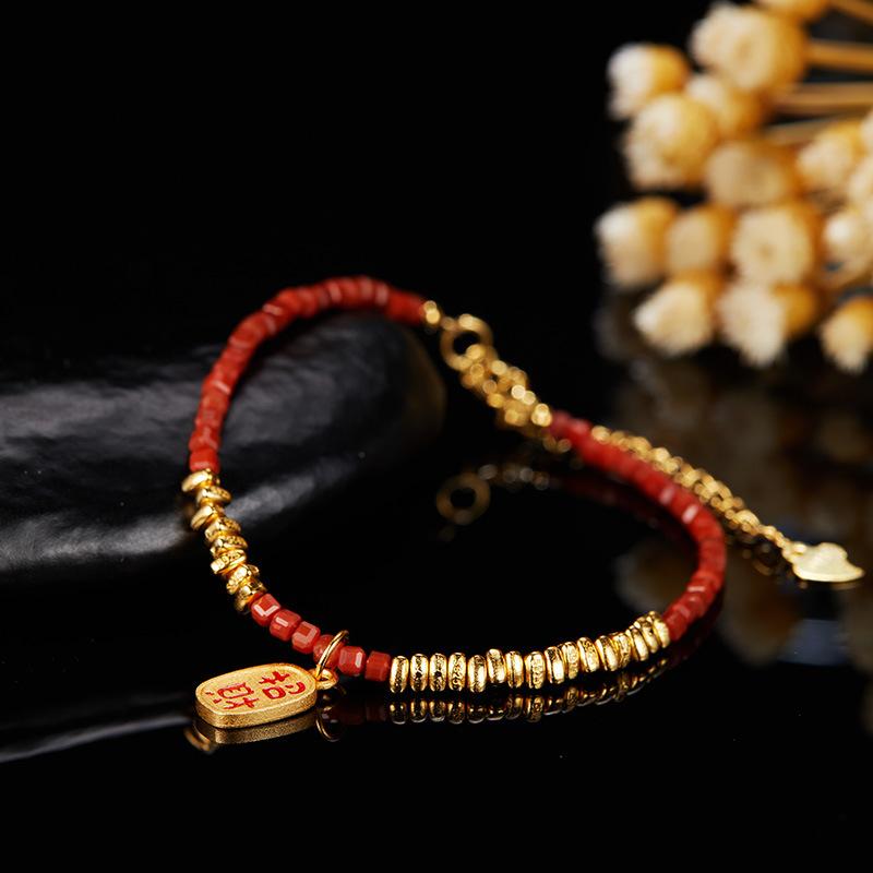 Новый серебряный браслет из натурального красного агата S925 для женской моды, простой и универсальный