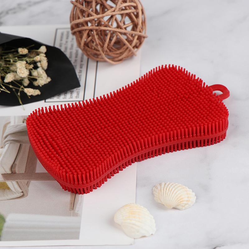 Silicone Dish Washing Brush Pot Pan Sponge Scrubber Kitchen Cleaning Tool