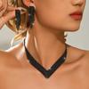 European and American fashion bridal wedding necklace, earrings, bracelet, ring set, cross-border rhinestone set