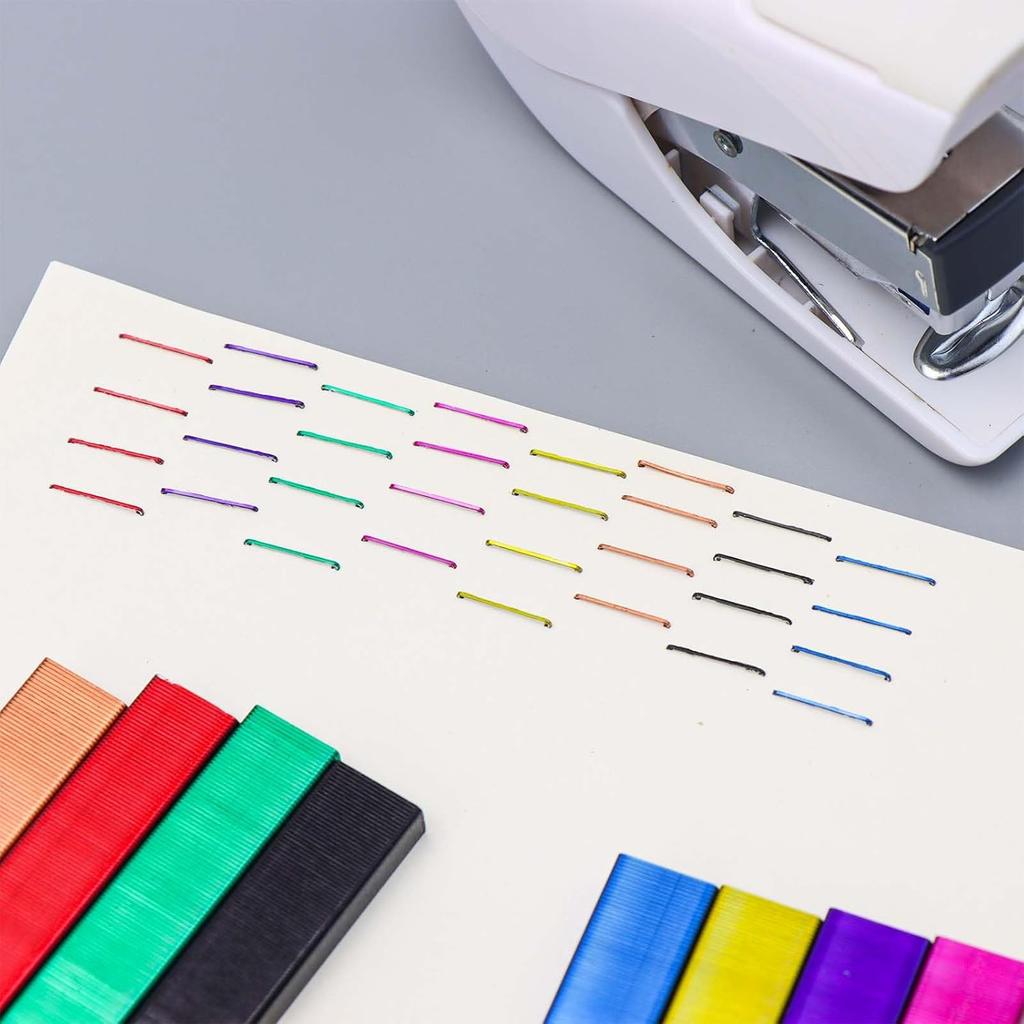 Mogoostry Colorful Staples 26/6 Standard Stapler Refills, 1/4 Inch Leg Jam Free, 1000pcs/Pack (8 Packs 26/6 Staples Total)